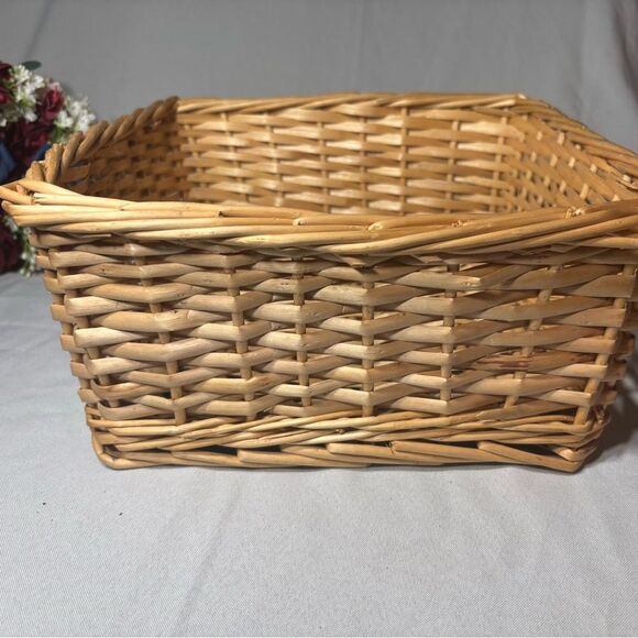 Square Wicker Basket Brown Woven Rattan Display Decor Organizer EPC - Picture 3 of 9